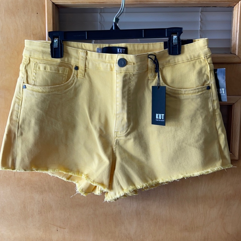Yellow high rise KUT shorts